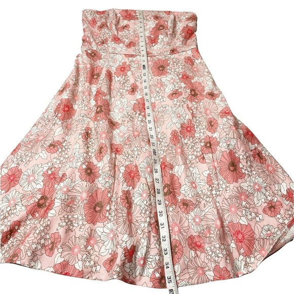 Ann Taylor LOFT Sz 8 Womens Silk Pink Floral Strapless Fit & Flare Short Dress - Picture 11 of 11